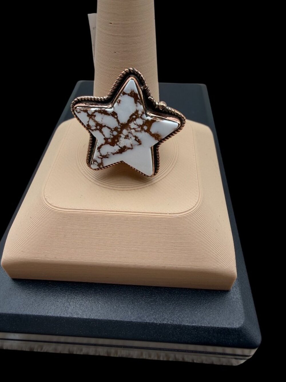 Whimsical Artisan crafted Star Shape Wild Horse Copper Ring Adj Rustic Boho Chic